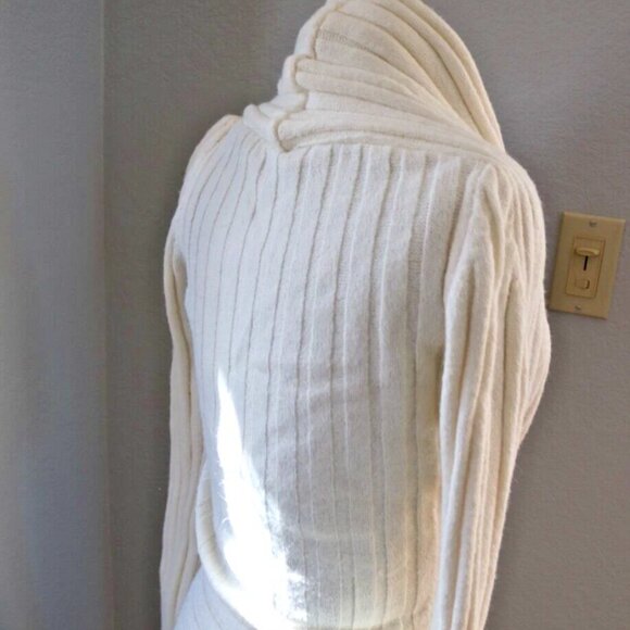 Women's Cable Knit Sweater Dress Short Sleeve Ivory Size S - Picture 9 of 16